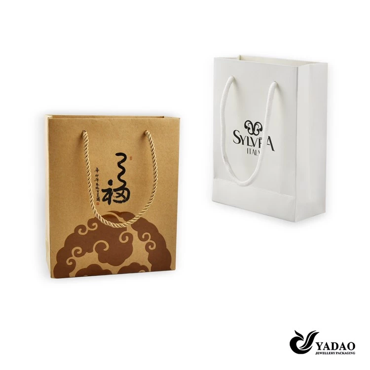 Hot selling fashion kind of jewelry shopping bag paper bag for jewelry with logo and drawstring made in China