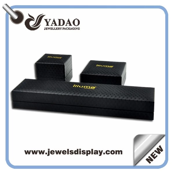 Import black leather Logo Printed jewelry boxes ,leather box