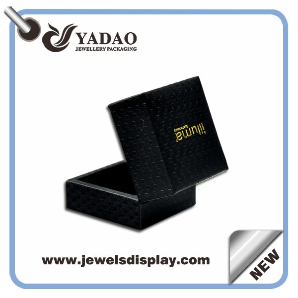 Import black leather Logo Printed jewelry boxes ,leather box
