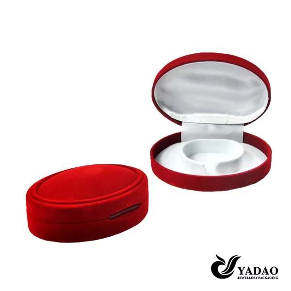 Jewelry Packaging Boxes Velvet Heart Ring Packaging Box Custom logo printed Flocking Jewelry Boxes
