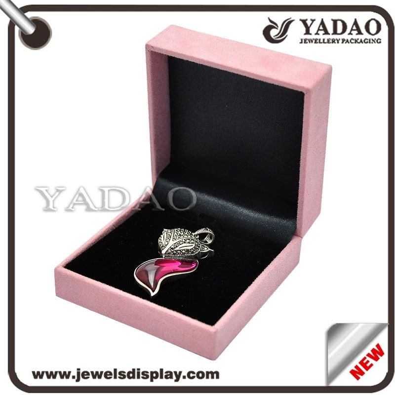Jewelry Packing Products Manufacture Jewelry Boxes Pink Color Packaging Box Pastic Covered Velvet Gift  Box Jewelry Display Box Supplier