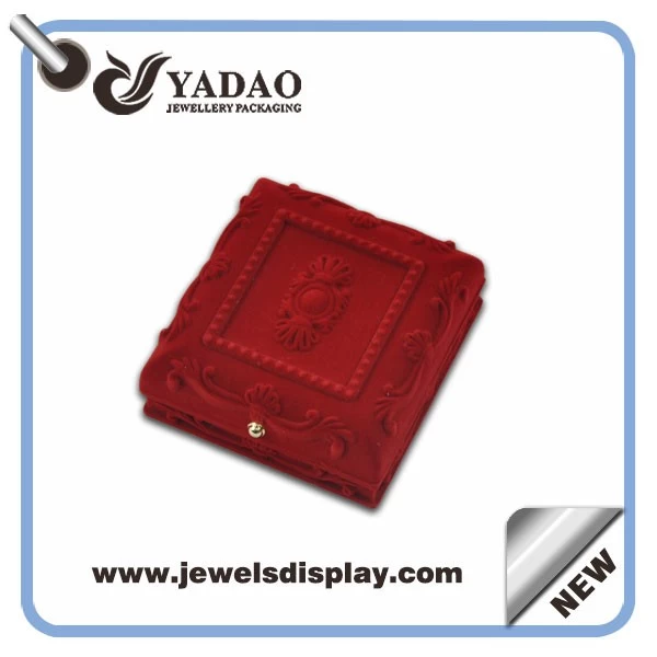 Jewelry packaging Red jewelry flocking box for necklace packaging made in China