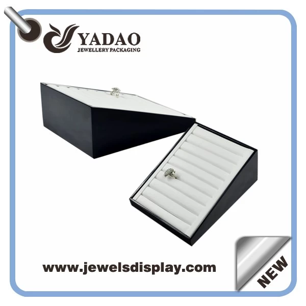 Leather black and white Jewelry Ring Tray with your logo made in China
