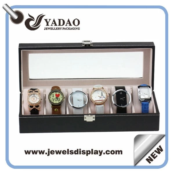 Leatherette covered locked watch dispaly tray with clear lid manufacture