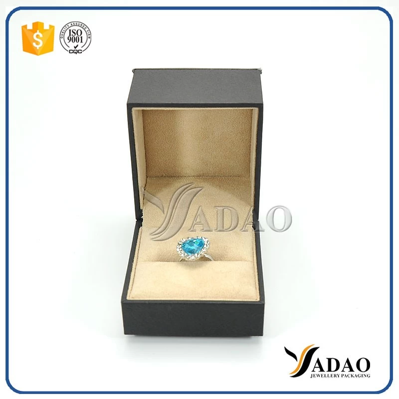Luxury black handmade high-end customized  wholesale leather box  for ring/necklace/pendant/necklace