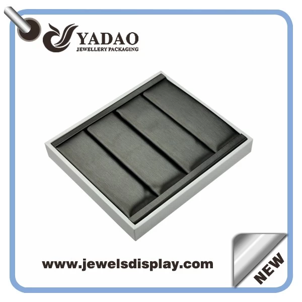 Luxury white and black metallic PU leather ring trays ,ring display trays ,ring exhibitor trays for jewelry shop counter and window showcase and presentation