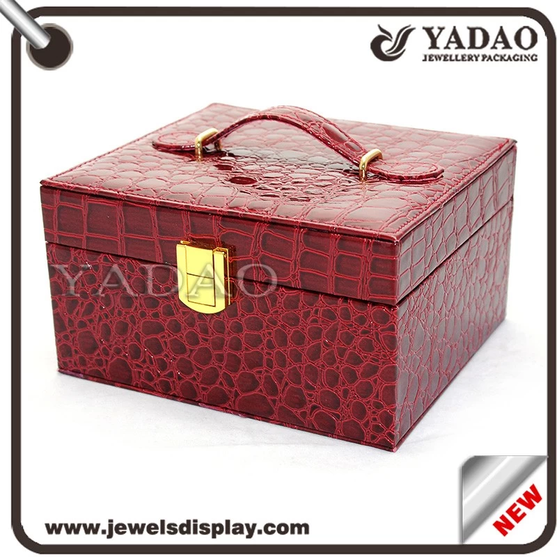 MDF wholes + PU Leather jewelry display box for luxury jewellery storage made in China