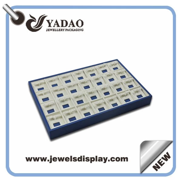 New arrival PU leatherette earring display tray with removeable earring card for jewelry store