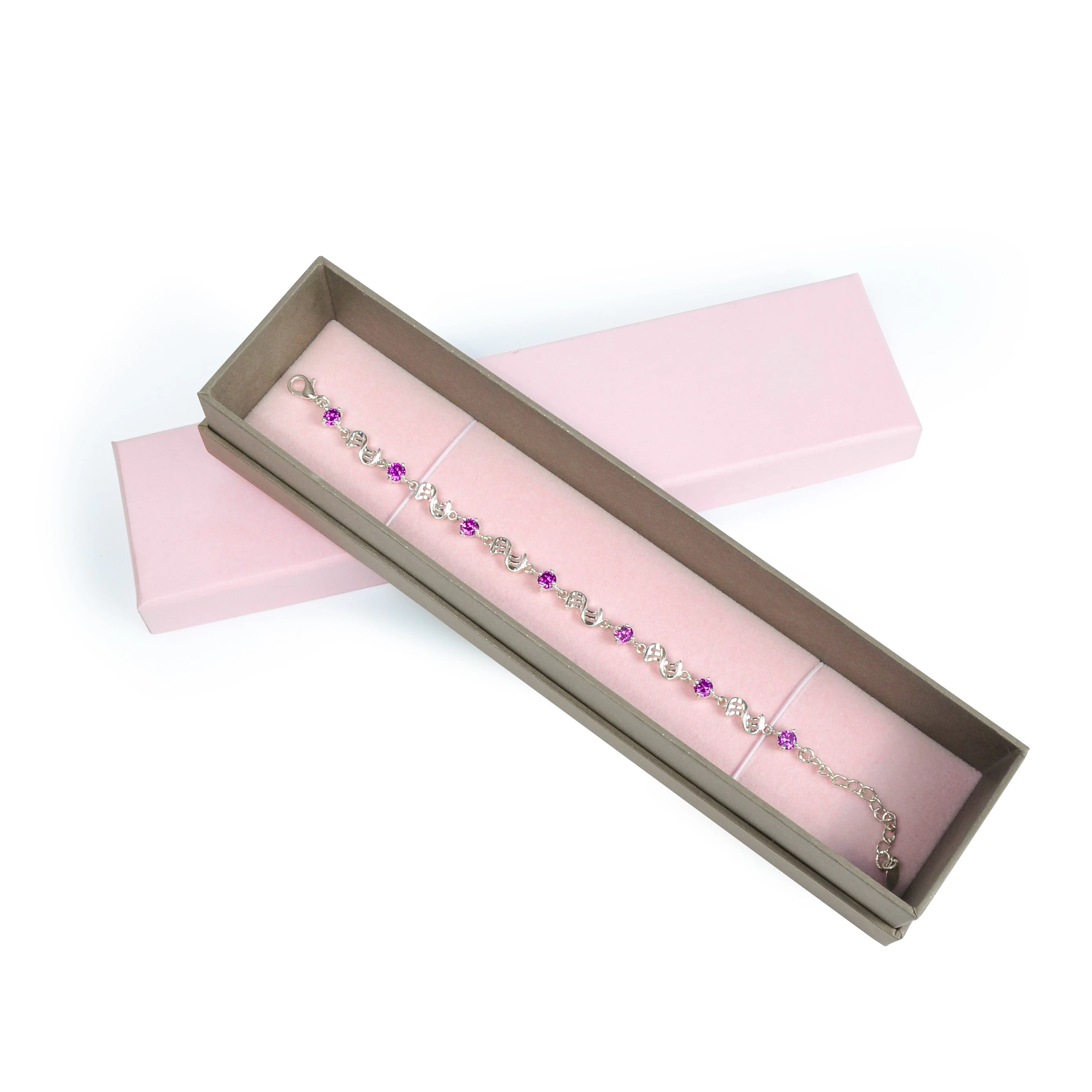 Pink bracelet box jewelry cardboard packaging paper box with logo for girl
