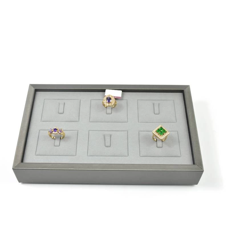 Pu leather MDF Ring jewelry tray Stand  Exhibitor For Showcase And Cabinet Holder display for shop counter