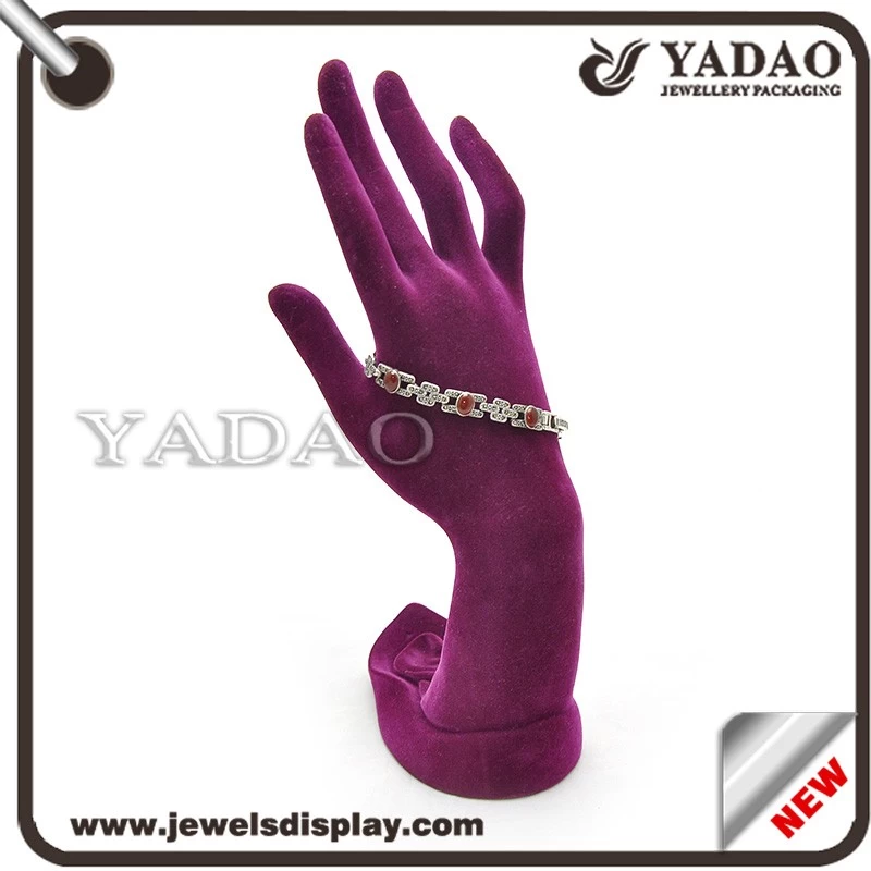 Purple velvet hand ring display holder stand rack made in China