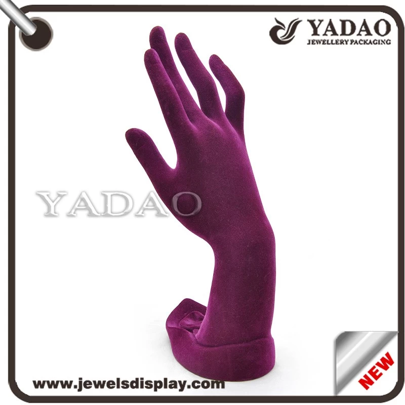 Purple velvet hand ring display holder stand rack made in China