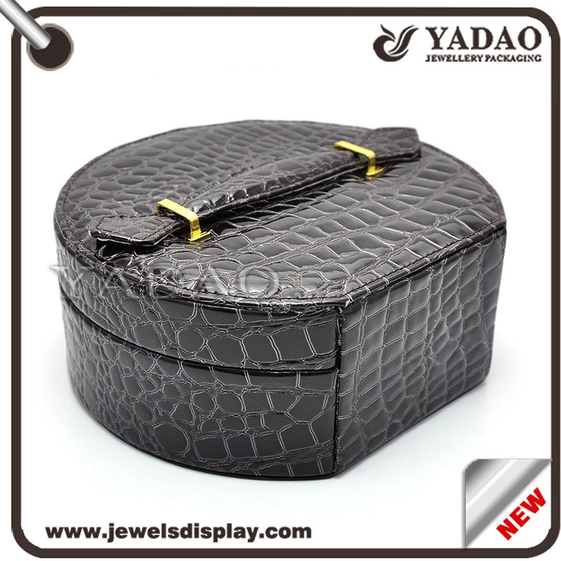 Special design round shape eather jewerly box luxury leather jewelry gift box