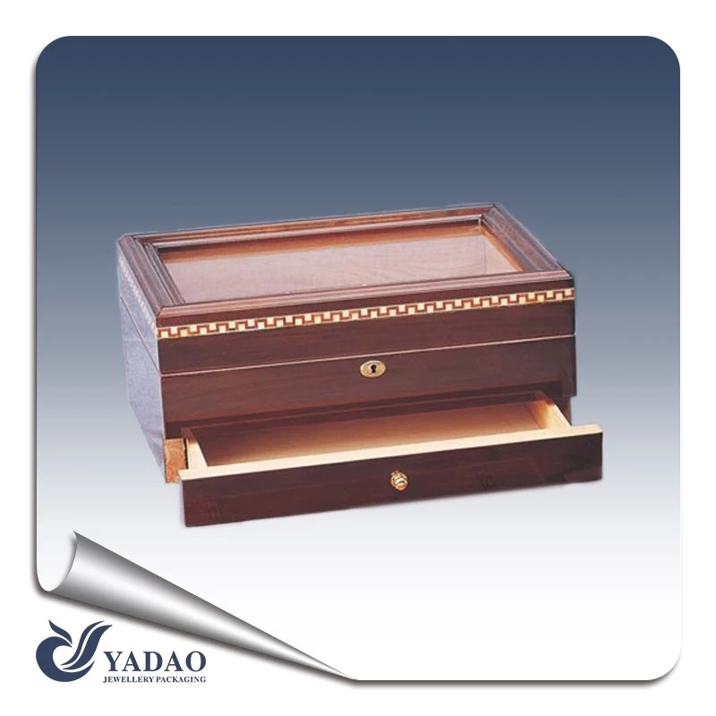 Special lib with strip frame wooden lacquer jewelry box with drawer for ring pendant packaging