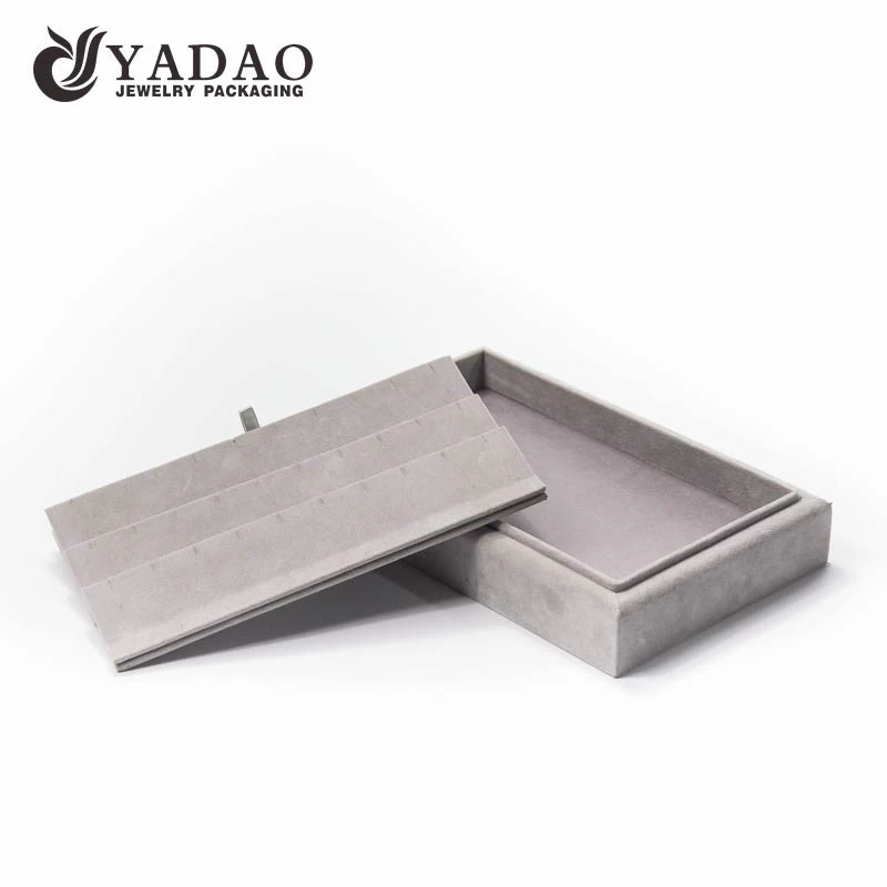 Special wonderful design good experience in the MOQ mdf velvet/leather style jewelry displays trays for earring pendant