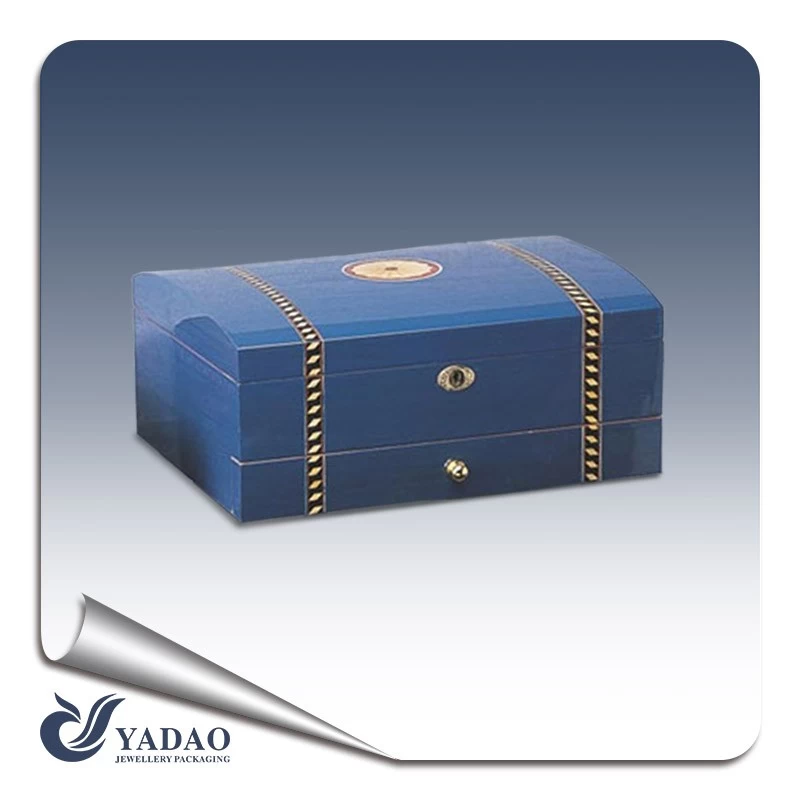 Splendid appearance blue lacquer unique design with any size  for displaying and packagin wooden jewelry box