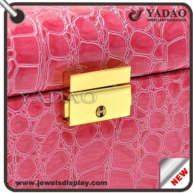 Supplier of Fashion Jewelry Box Wooden Covered Leatherette Paper Packaging Box Creative Structure Red Color Storage Box for Jewellery or Luxury Goods