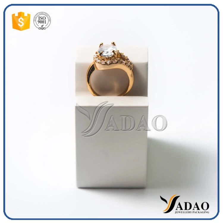 White lacquer/Leather/velvet wholesale For exhibition and showcase display design OEM/ODM jewelry ring/wedding ring/jade/gem display stand frame material