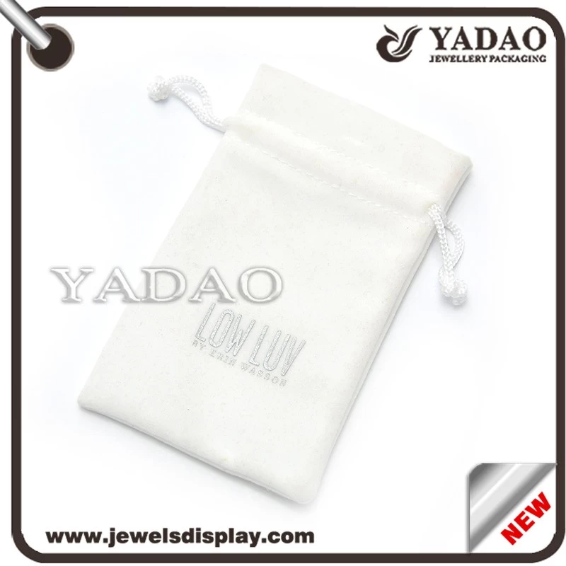White velvet pouch for ring necklace bangle etc. made in China