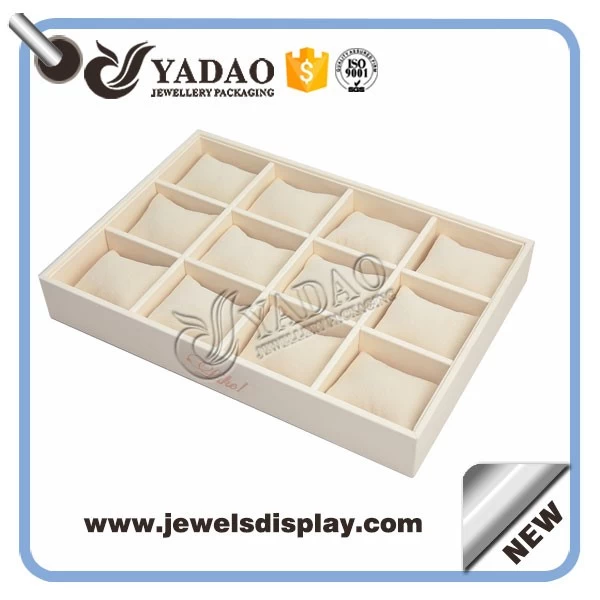 Wholesale China custom PU leatherette jewelry and watch displays holder for shop counter and window showcase leather bangle trays