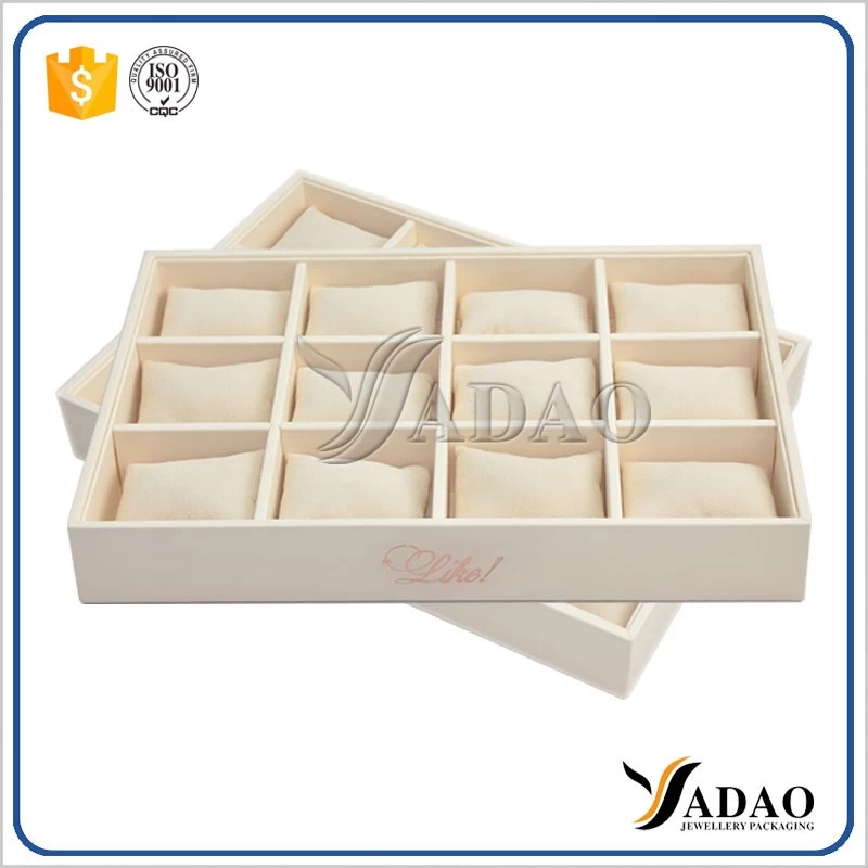 Wholesale China high quality linen trays for jewellery and watch shop counter exhibitor watch display trays Elegant Design Watch Display Tray