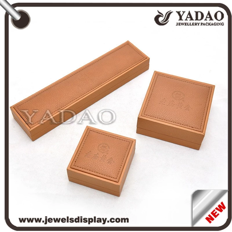Wholesale Custom brown PU leather gift boxes for jewelry gift and Cosmetic packing and storage for shop counter jewellery box
