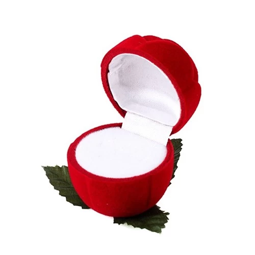 Wholesale antique style ring box luxury custom jewelry wedding velvet ring box Red Rose Ring Box Supplier