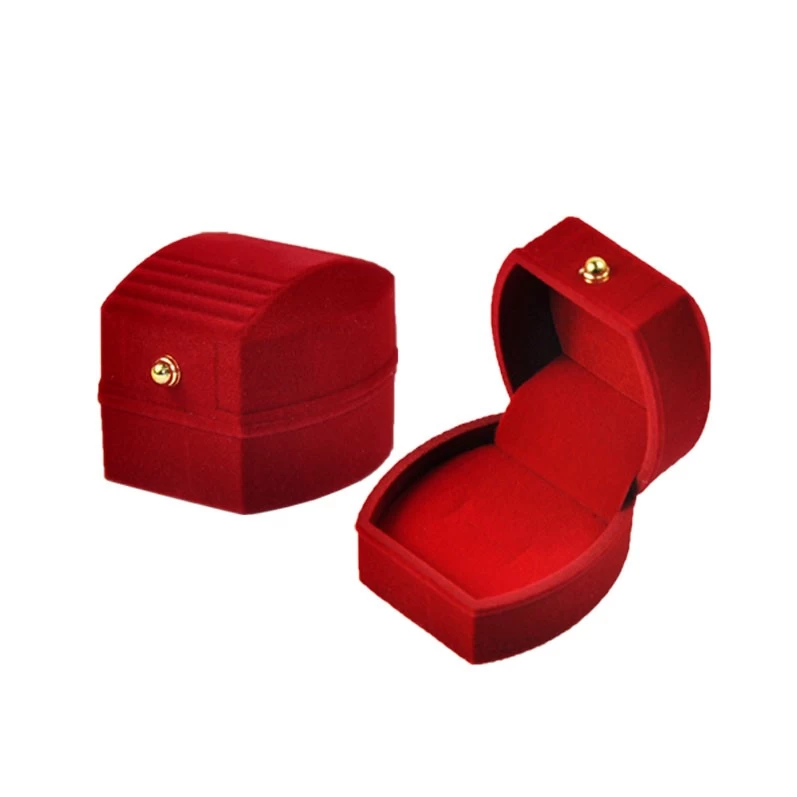 Wholesale beautiful custom MOQ, OEM small red ring flocking plastic  box for jewels from Yadao