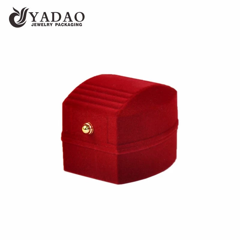 Wholesale beautiful custom MOQ, OEM small red ring flocking plastic  box for jewels from Yadao