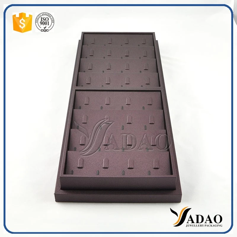 Yadao Factory price customize free logo wholesale OEM ODM ring wooden covered with linen/leather jewelry display tray frame material