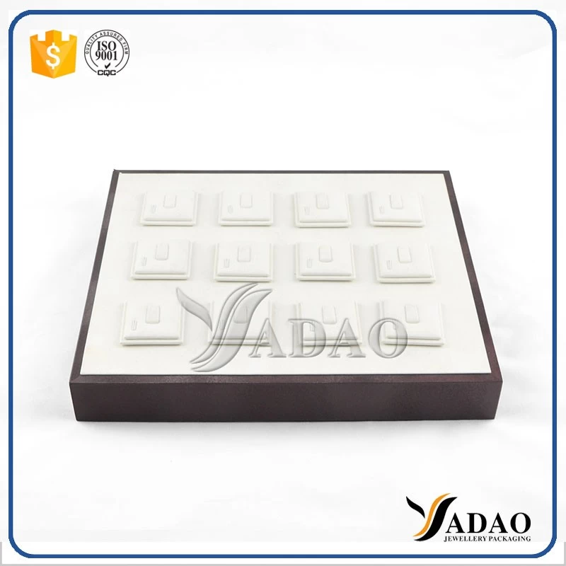 Yadao Factory price customize free logo wholesale OEM ODM ring wooden covered with linen/leather jewelry display tray frame material