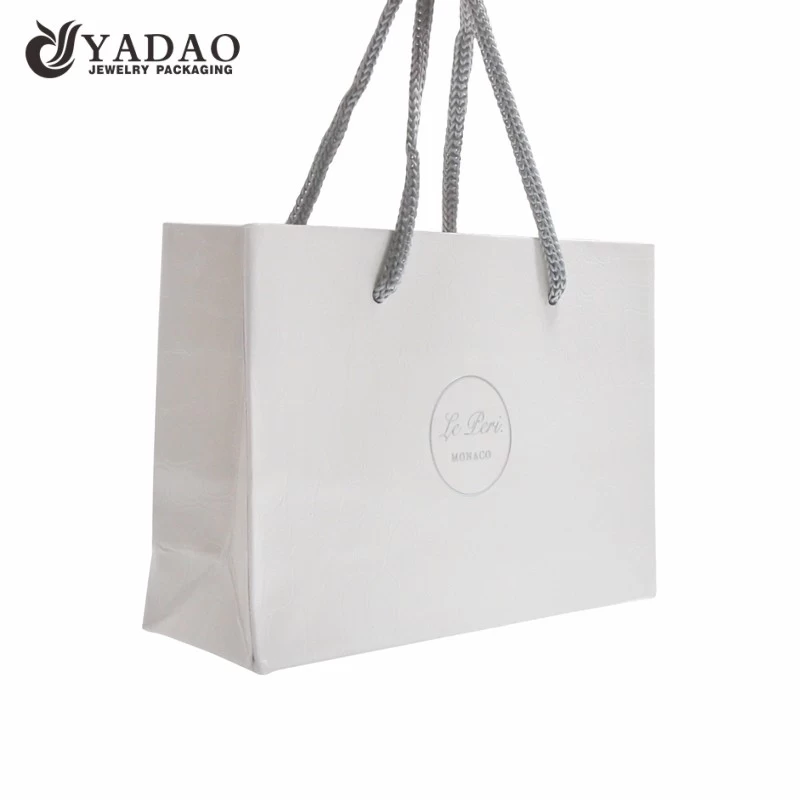 Yadao Handmade Shopping Bag White Color Paper Bag with Twisted Rope and Printing Logo