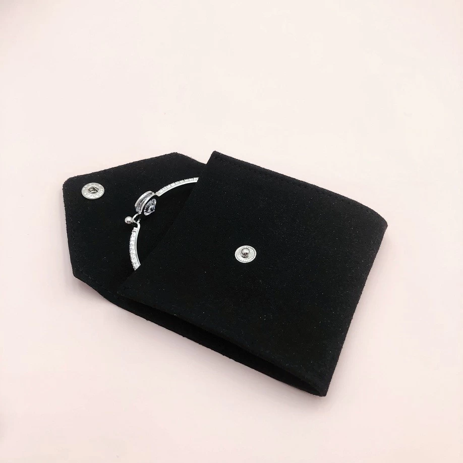 Yadao black color handmade jewelry bag microfiber packaging pouch snap gift bag