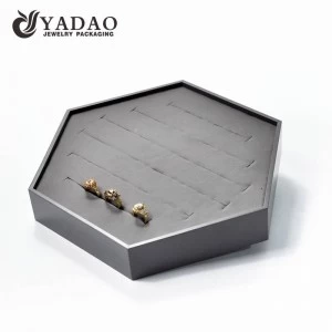 Yadao grey leatherette&velvet ring display with slots for displaying rings in your showroom.