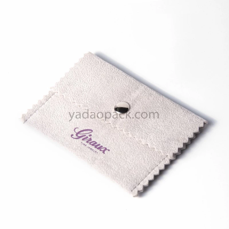 Yadao handmade jewelry pouch granulated velvet packaging bag with snap closure and jagged edges