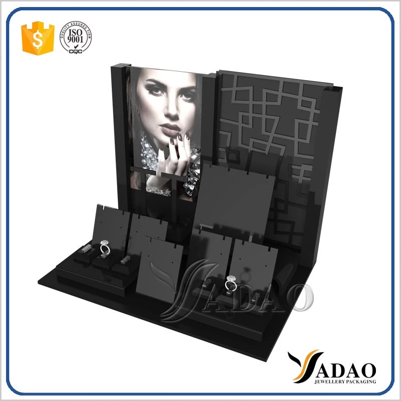 black matt acrylic jewelry display window display jewelry showcase jewelry counter display set acrylic display matt acrylic finish