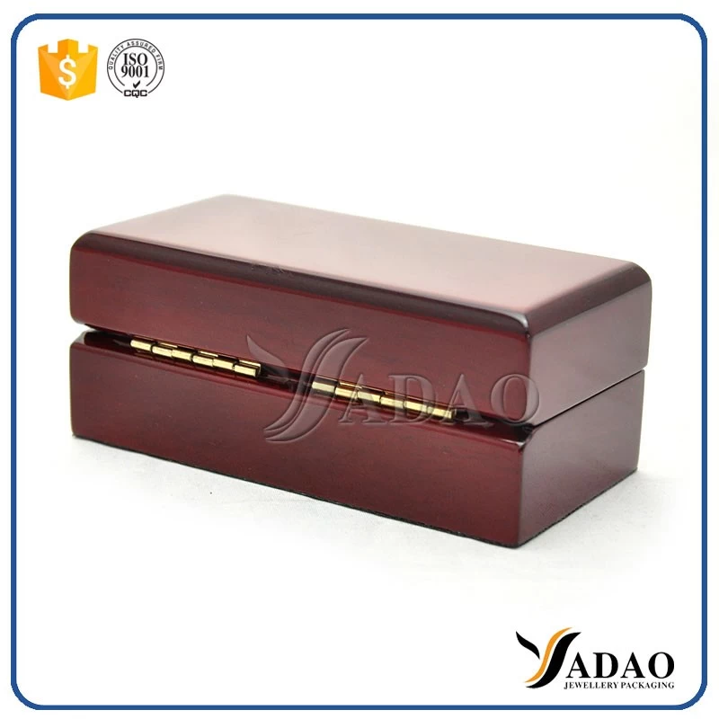 cherry color glossy lacquer wooden ring box jewelry packaging soft white pu leather slot insert for rings storage box
