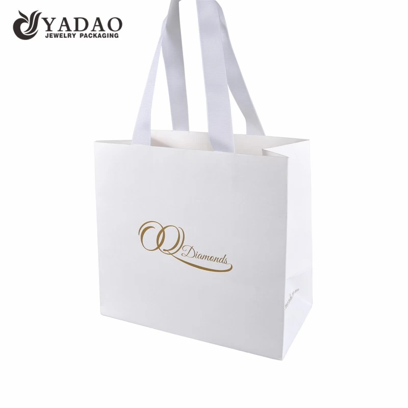 custom fancy paper shopping bag packaging paper bag with ribbon handle