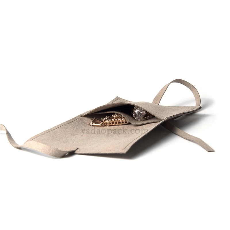 custom jewelry packaging pouch custom logo envelope bags with flap microfiber ring pouch embossing logo
