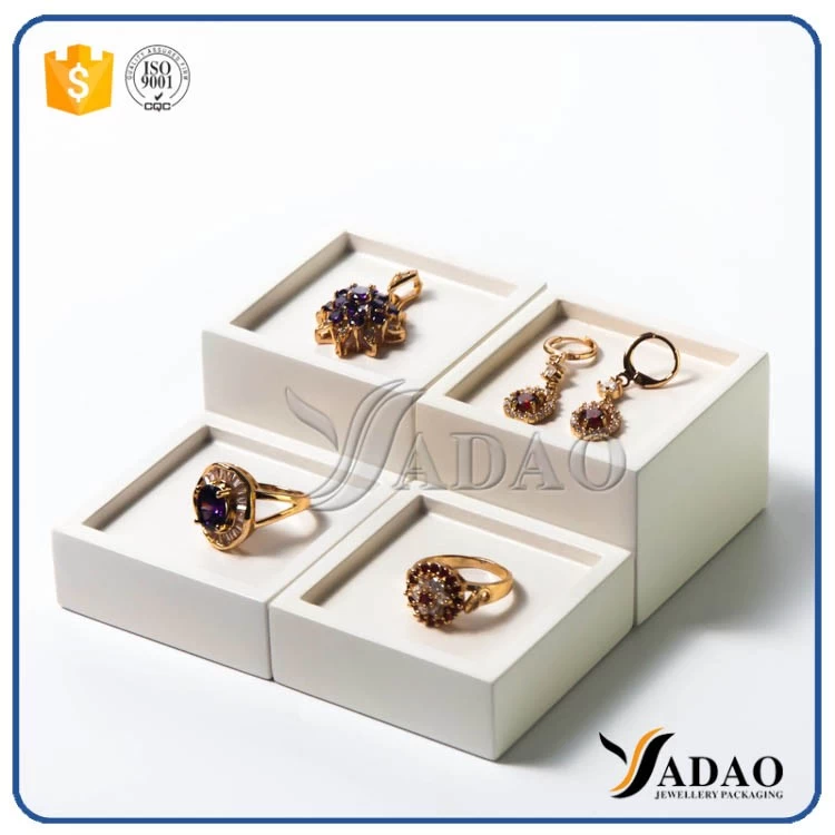 custom luxury appearance hadmade  flexible small mdf coated with pu leather display trays for ring/ earring made in Yadao