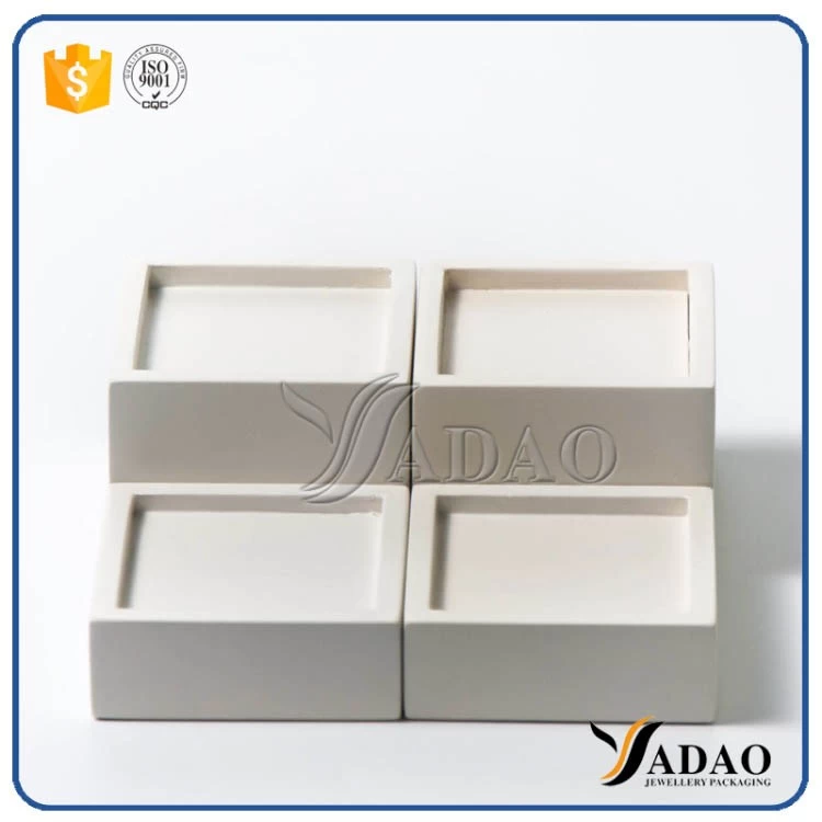 custom luxury appearance hadmade  flexible small mdf coated with pu leather display trays for ring/ earring made in Yadao