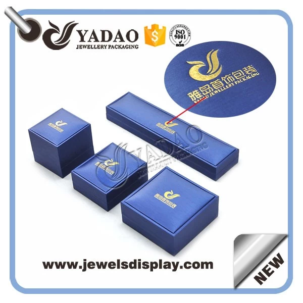 customize blue pu paper cover plastic jewelry box plastic packaging jewelry box