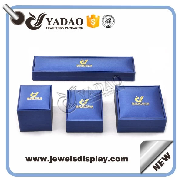 customize blue pu paper cover plastic jewelry box plastic packaging jewelry box