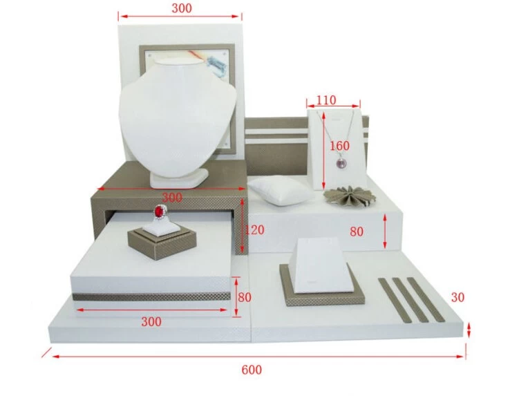 customize display sets soft leather protect jewelry to damage jewelry display Jewelry Counter Top Grade Acrylic Jewelry Display Set
