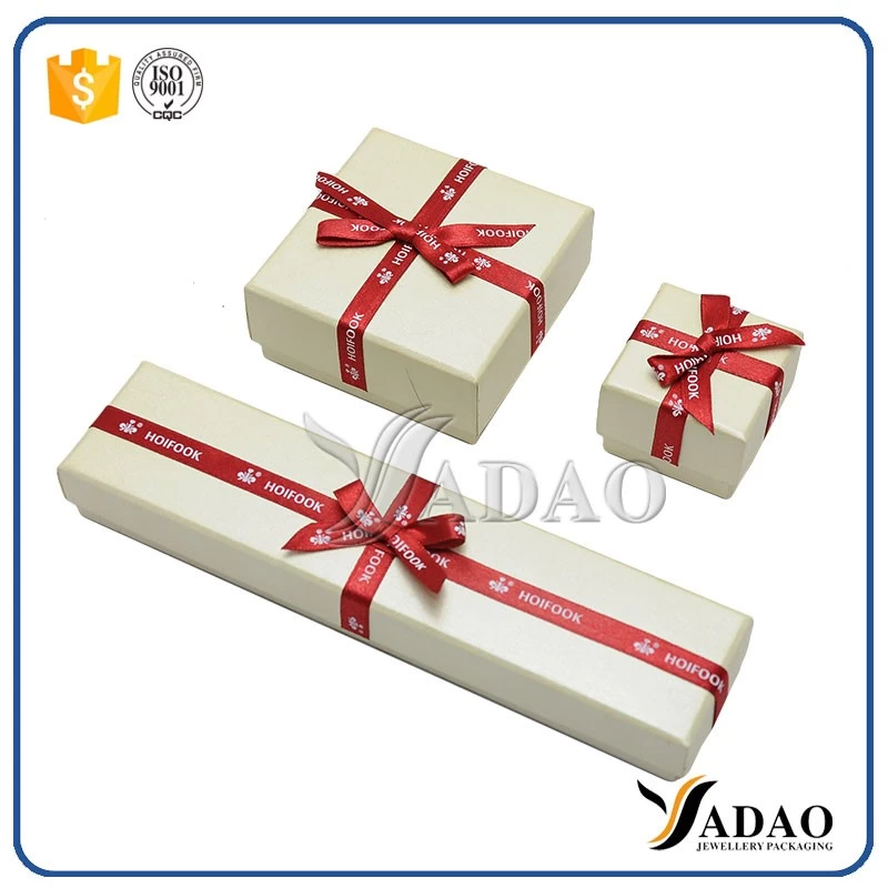 customize jewellery packaging box paper finish jewelry paper box taking seperated lid with bowknot