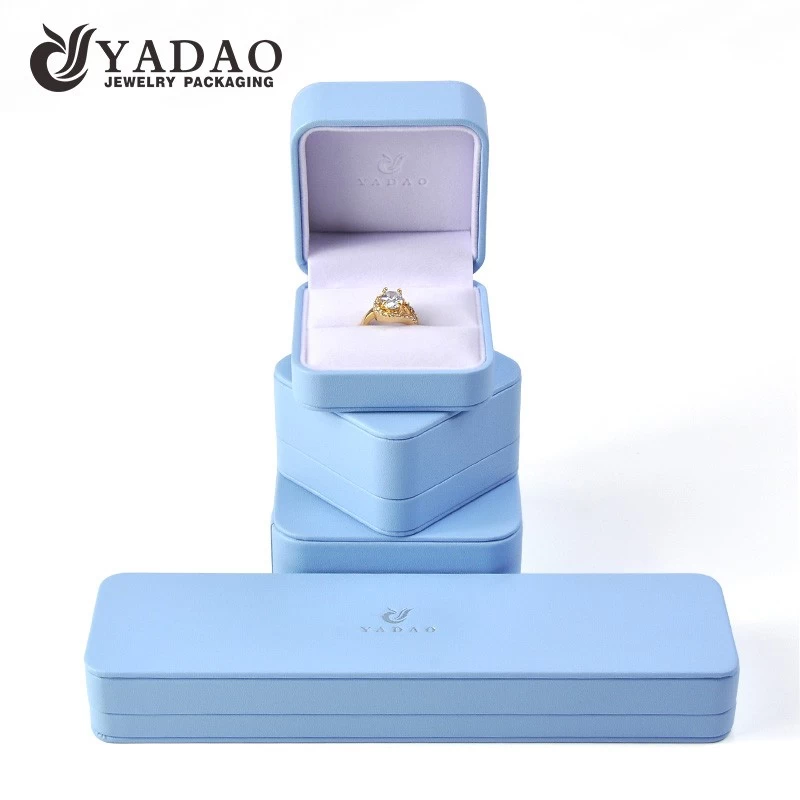 customize round corner plastic jewelry box pu leather box slot ring box gift packaging box