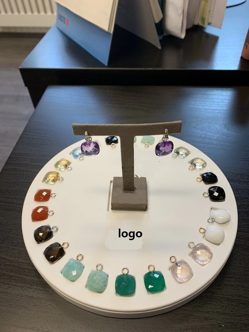 customize round display stand with circled cuts to fit earring studs jewelry display stand