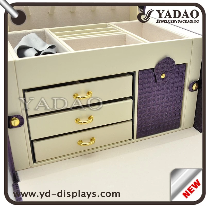 customize useful wooden packaging box case jewelry storage display wooden boxcase purple color