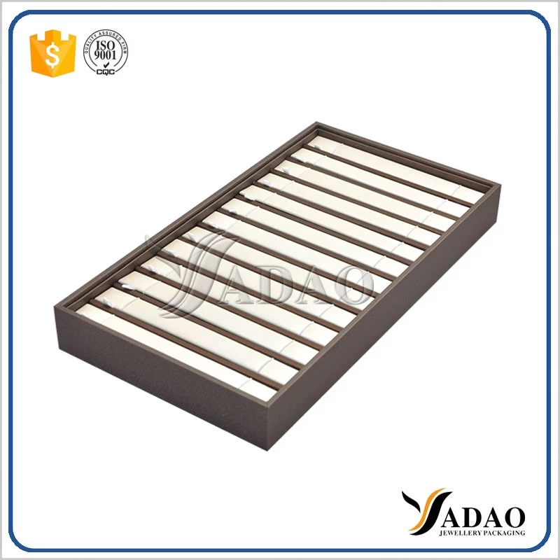 customize wooden jewelry display tray stackable tray display bracelet movable insert bracelet display tray pu leather cover