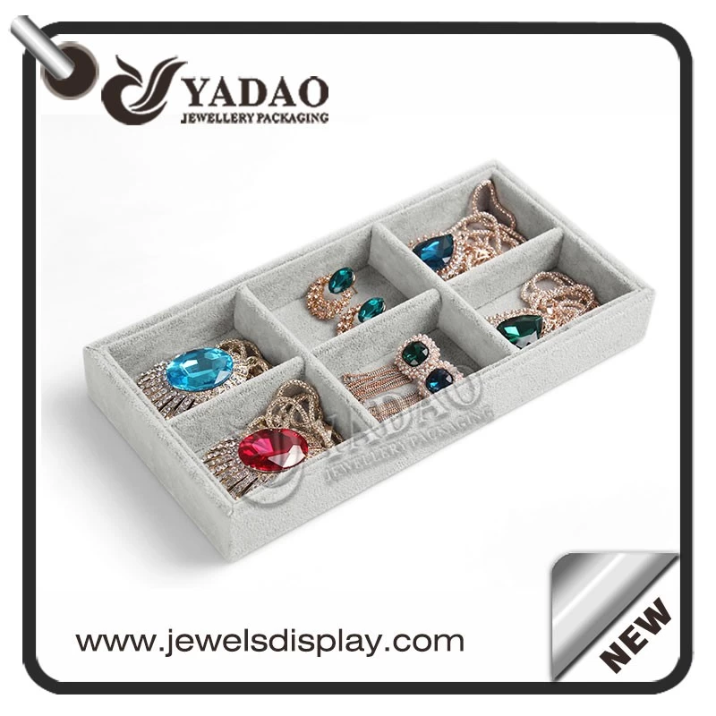 customized made top quality competitive price mobilizable combinated mdf leather/velvet display set tray